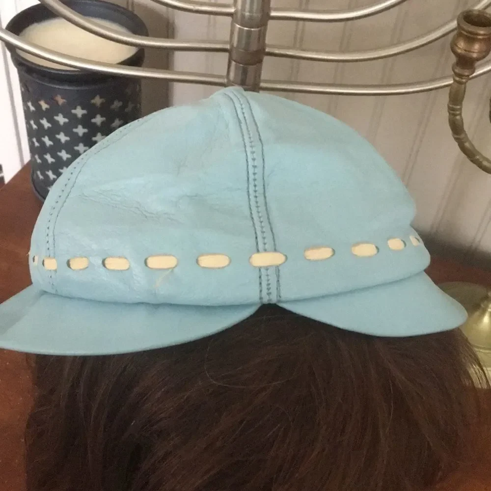 Vintage MILFUR Blue Leather Hat
